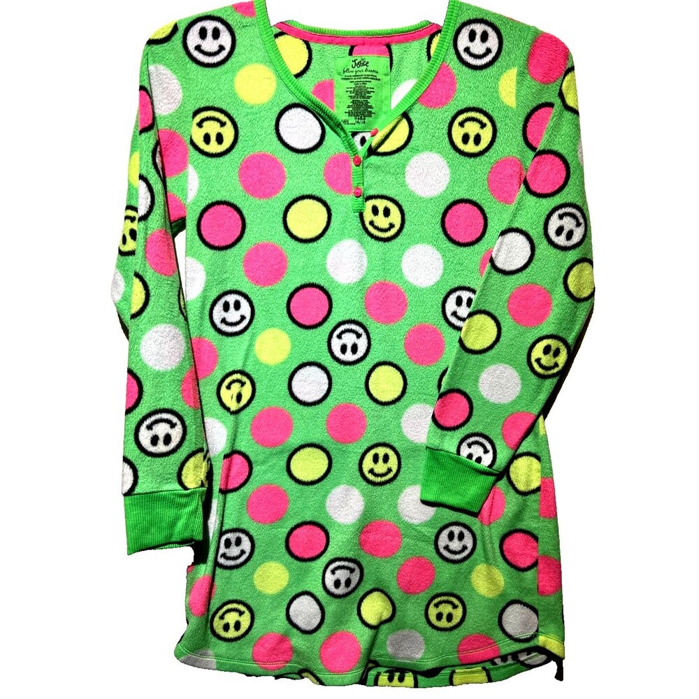 Justice Girls Neon Green Polka Dots Fleece Sleepwear SIZE 16/18 Youth